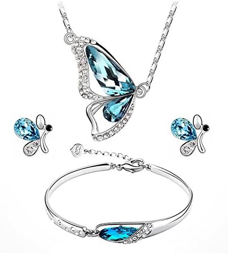 WuWxiuzhzhuo Women Lovely Heart Shape Pendant Inlaid Zircon Necklace Lever Earrings Jewelry