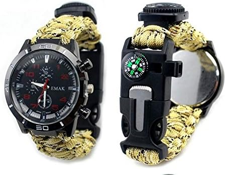 Outdoor sports watch watch lighter life rope compass thermometer,Camo Sand