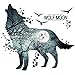 YIUHART Wolf Moon Wall Stickers DIY Animal Wall Decal for Kids Rooms Living Room Bedroom Bathroom Home Decor