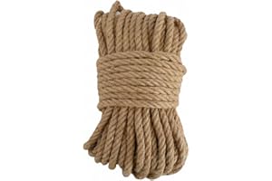 Nizivdy Jute Rope (3/8-Inch X 100-Feet) Thick 4-Ply Twisted Hemp Cord for Crafts, Cat Tree, Home Decorative, Macrame, Brown B