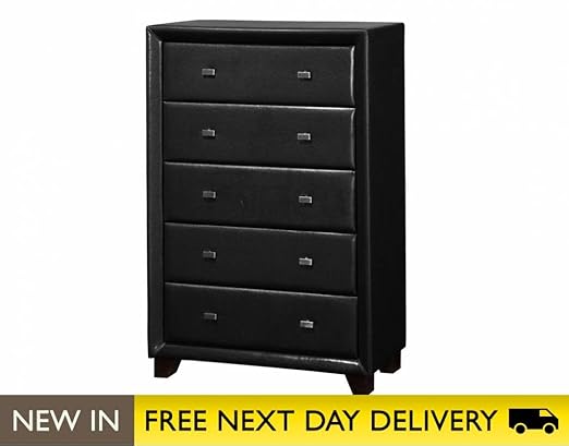 Birlea Brooklyn 5 Drawer Faux Leather Chest Black Amazon Co Uk