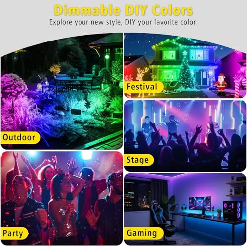 NATPOW RGB LED Spotlight, Outdoor LED Light 100 W LED RGB Projector Light with Bluetooth APP and Remote Control, IP66 Waterproof Colour-Changing Floodlight for Gardens, Patios (Set of 2)