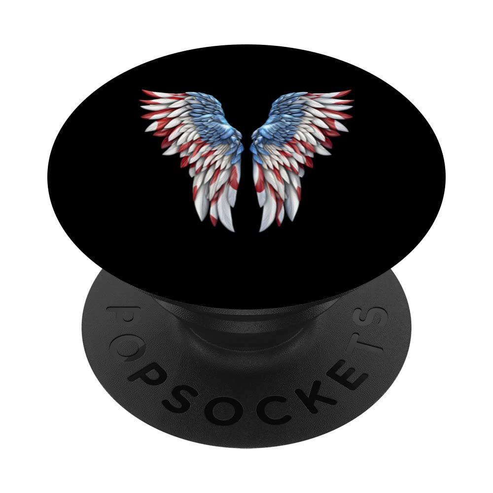 Veterans day, 4th of July patriotic wings angel usa flag PopSockets Swappable PopGrip