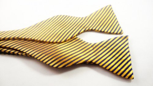 100% SILK SELF-TIE BOW TIE - PURPLE & GOLD THIN STRIPE- OMEGA PSI PHI, LSU, EAST CAROLINA