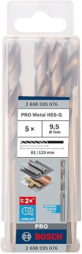 Bosch 5x PRO Metal HSS-G Twist Drill Bit Ø9.50 mm Pack of 5 view 2