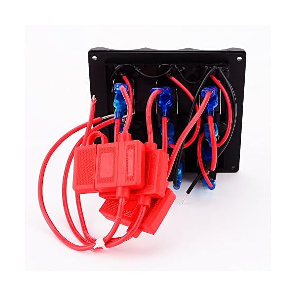 Iztoss-Marine-Electric-Blue-LED-Toggle-Switch-Panel-5-Gang-with-Power-Socket-Panel-12V