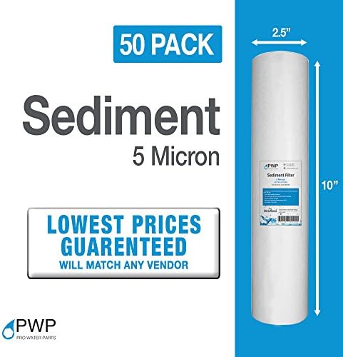 Sediment Melt Blown Water Filter Cartridge Standard 2.5x10 5 Micron 50 Pack