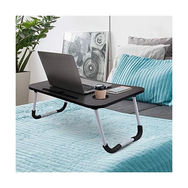 Laptop Bed Tray Table, Foldable Lap Desk Stand, Multifunction Lap Tablet with Slot and Cup Holder, Bed Tray Laptop Desk…