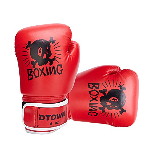 Dtown Kids Boxing Gloves,Red Thai Boxing Gloves MMA Sparring Gloves Cross Training Gloves 4oz Red Boxing Gloves
