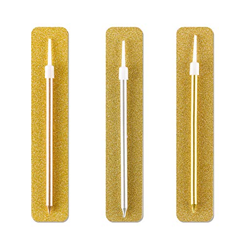 Maosifang 51 Pieces Cake Candles Metallic Birthday Candles Long Thin Candles in Holders for Birthday Wedding Party Cake Decorations(3 Colors) - Thumbnail 6