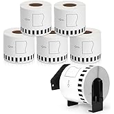 MarkDomain - DK-2205 (2.4" X 100 Ft.) Continuous Labels Paper Tape Compatible Brother DK 2205 dk2205 (62mm x 30.4m) Label Use with Brother QL-700 QL810W QL-820NWB Label Printers - 6 Rolls + 1 Frame