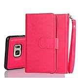 Galaxy S7 Case, S7 Case, TabPow 9 Card Slot Series - Wallet Folio PU Leather Case Cover With Detachable Magnetic Hard Case For Samsung Galaxy S7, Pink