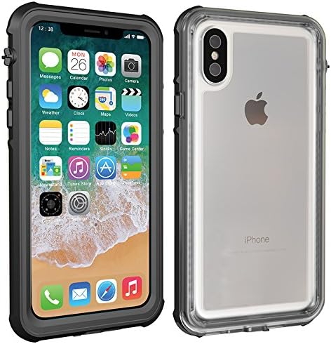 COOXER iPhone X Waterproof Case Slim Full Sealed with Strap IP68 Certified Sensitive Fingerprint Clear Sound Protective Cover Armor Outdoors Shockproof Dustproof Underwater Case for iPhone X / 10
