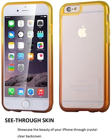 iPhone 6/6S Case, Scratch Resistant, Clambo Crystal Series Clear iPhone 6 6S Case Gradient Color Hybrid Bumper (Gradient Yellow Purple)