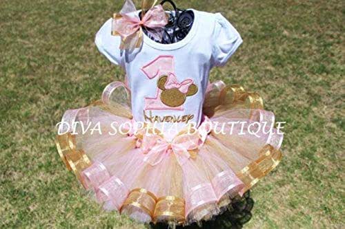 Pink and Gold Minnie Mouse Ribbon Tutu 