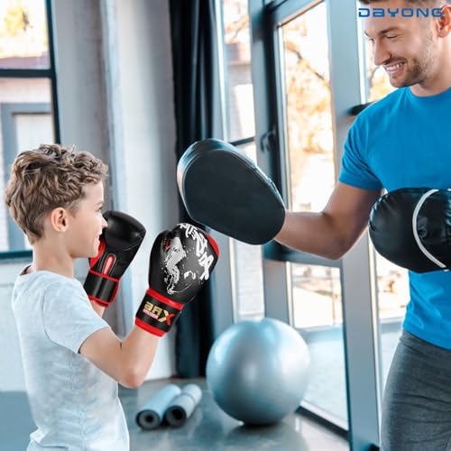 DAYONG Kids Boxing Gloves, PU Boxing Training Gloves, 3-9 Years Boys and Girls Punching Gloves for Kickboxing Sanda Training