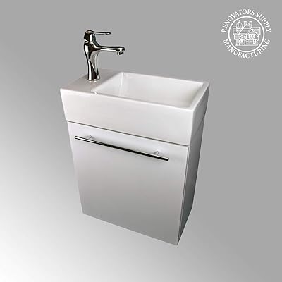 Buy Dandi 17 3 4 Wall Mounted Cabinet Vanity Bathroom Sink White Combo Faucet Drain With Towel Bar Faucet Drain And Overflow Renovators Supply Manufacturing Online In Indonesia B01799rr6e