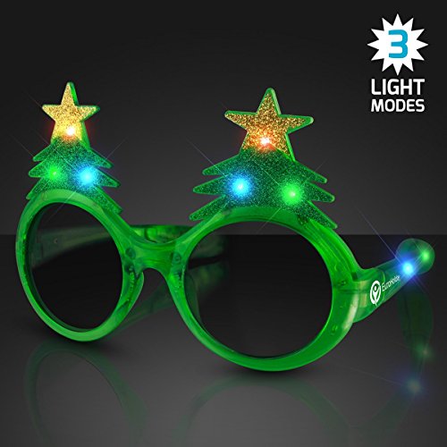 Glitter Christmas Light Up Flashing LED Sunglasses