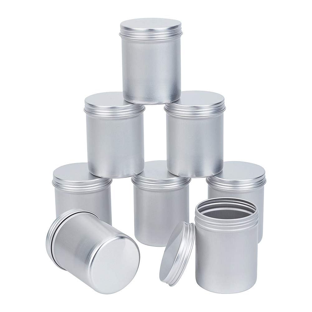 PandaHall Elite 8 Pack 11.8oz Large Cans Tin Jars with Screw Lid Metal Round Tins Containers Travel Tin Cans for Candles Arts Crafts, Storage, Cosmetics Party Favors