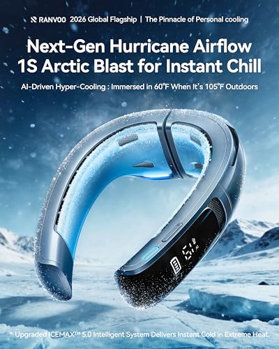 RANVOO AICE LITE MAX 2026 Real AC Cold Blast [No.1 Coolest & Most Durable] AI Neck Air Conditioner, Best Immersive Neck Cooler, 6000 mAh Rechargeable Neck Fan Blow Cold Air, Summer Gifts for Mom Blue