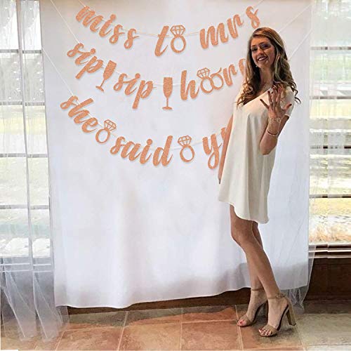 image for Faisichocalato Bachelorette Banner Rose Gold Glitter Bridal Shower Eng