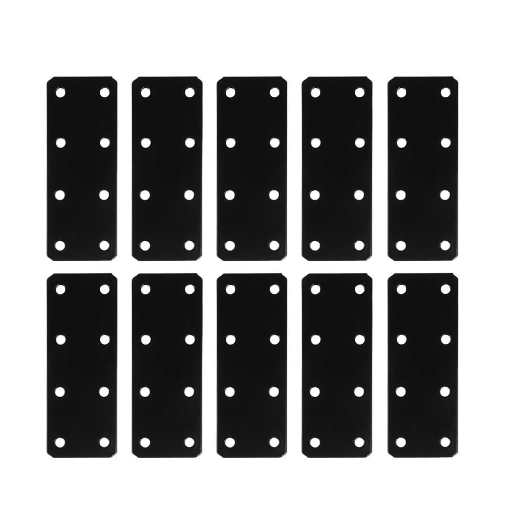OUNONA 10pcs Flat Straight Brace Bracket Repair Plates - Heavy Duty Stainless Steel Mending Plates for Furniture and Wood Fixing, 80 X 40 X 1.75mm