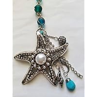 Pearly Starfish rear view mirror hanger, Car, Truck, Unique Car Charm, Window, Rear View Mirror Hangers, sun catcher