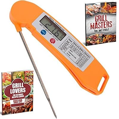 Grill Lovers Digital Instant Read Cooking Thermometer with Long Probe - Small (Orange)