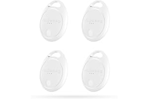 HOLOMARQ Tags-4 Pack Air Tracker GPS Trackers Like Airtgas, Luggage Tracker Works with Apple Find My [ iOS ONLY ], Key Finder Locator with Sound, 0.3oz, for (Car) Keys, Backpack, Pets, Kids (White)