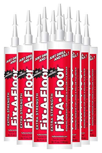 Photo 1 of The Original Fix-A-Floor Loose Tile Repair Adhesive- Porcelain, Ceramic, Marble, Stone & Wood. Customizable Tip for All Grout Widths. Pack of 12 *for Best Results Use The Proven Power of a Caulk Gun*