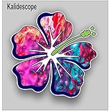 MAKTEM Hibiscus Pink Flower Decal For Cars Holographic Vinyl, Tropical Hawaiian Flower, Waterproof Auto Accessories, Summer Decorative Sticker For Case, Waterbottle, Window, Mirror, 1PC (Pink