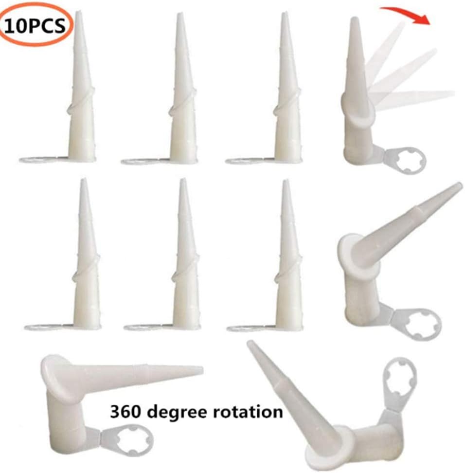 Plastic Nozzle for Caulk,10 Pieces 360 Degree Flexible Curved Caulk
