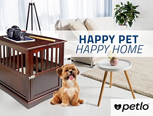image for Pet Crate Kennel and End Table with Lockable Door and White Velvet Mat