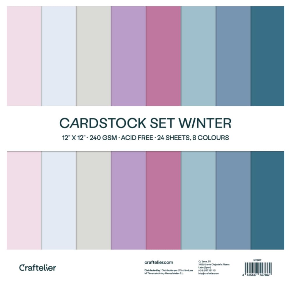 Craftelier - Cardstock Pack | Pack of 24 Cardstock for Scrapbooking and Crafts Projects | Winter - Dimensions 30 x 30 cm | Weight 240 g - Acid Free Papals