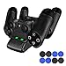 PECHAM PS4 Controller Charger, DualShock 4 Mini Charging Station Dock with LED Indicator - Additional: USB Cable, 8 Thumb Grips Accessories for Joysticks