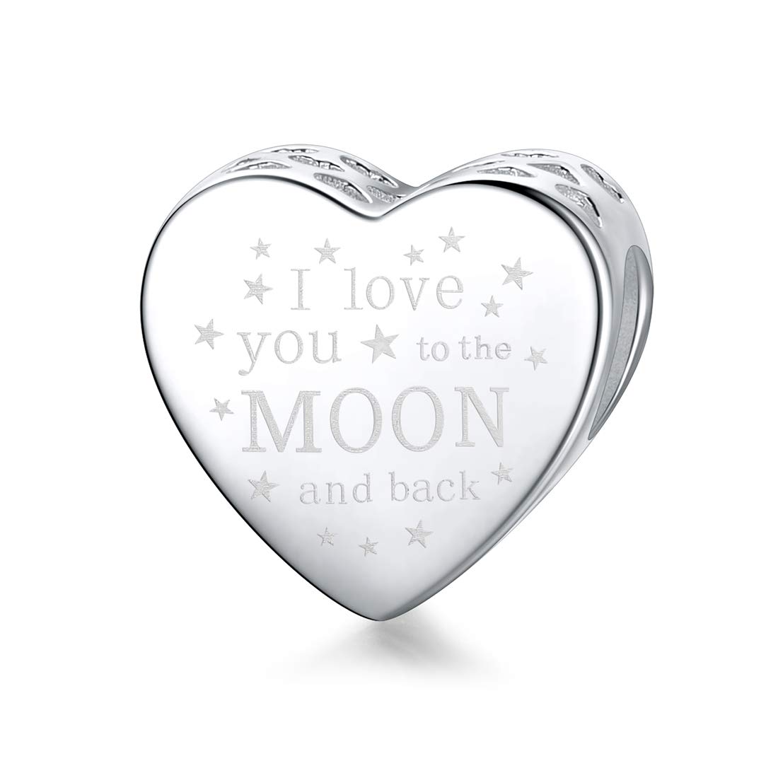 Heart Charms for Pandora Charms I Love You to The Moon & Back 925 Sterling Silver