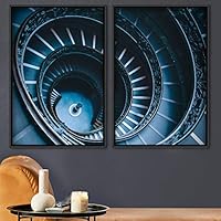 2 Piece Framed Canvas Wall Art Stairs Architecture Canvas Prints Home Artwork Decoration for Living Room,Bedroom - 16