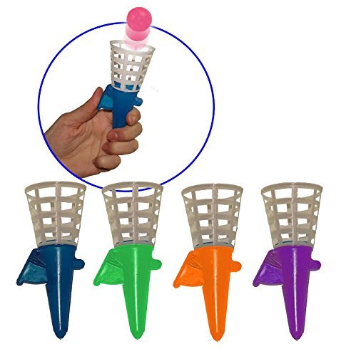 Mini Pop and Catch Toy Ball Game 12 Pack - Classic Click and Catch Game with 5” Mini Cone Cannons and Catch Balls - Set of 12 Party Favors | Kid’s Birthday Party | BBQ’s | Beach | Backyard | Camping