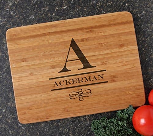 Personalized Cutting Board, Custom Engraved Bamboo Cutting Board Monogram Design 12-Wedding Gifts, Housewarming Gift, Host/Hostess Gift, Realtor Client Gift, Corporate