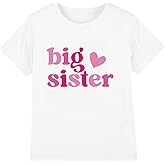 Kreleurs Big Sister Shirt for Girls Toddler Sis Announcement Short Sleeve Graphic Tee Tops