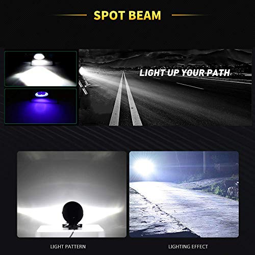 4PCS LED Auxiliary light 40W 3'' Motorcycle LED Fog Driving Running Lights with DRL Angel Eye 6000K White Spot Lighting Off-road Vehicle Marine Work Light, 2 Years Warranty (4PCS,Blue Halo)