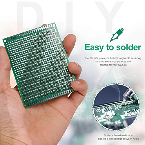 20 PCS Prototype Board, Double Side PCB Board Kit 7x9,6x8,3x7,4x6,2x8,5x7CM Circuit Boards for Soldering Arduino Boards DIY Home Projects Anti-Oxidation by Teenitor - Thumbnail 3