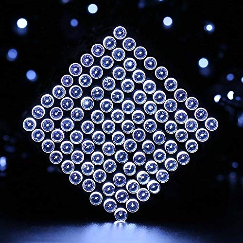 Solar String Lights, Lemonworld 72ft 200 LED Solar Powered Christmas Light Indoor/Outdoor Fairy Lights with 8 Working Modes Waterproof for Patio, Home, Lawn, Garden, Wedding, Party and Holiday Halloween Decorations (Cold White)