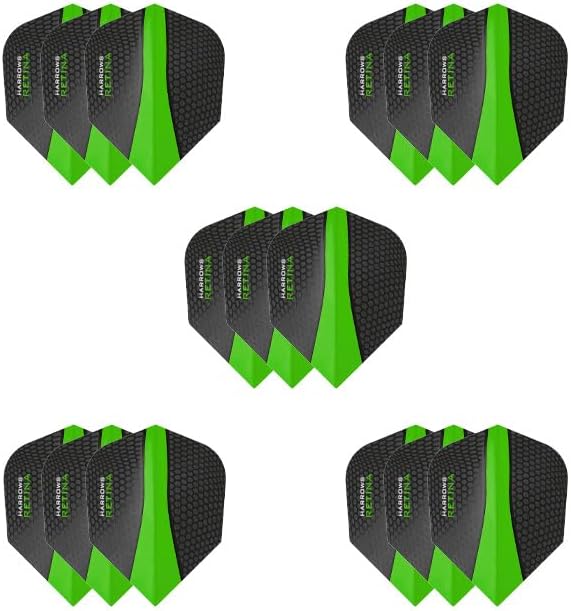 Harrows Retina Dart Flights 5 Sets 15 Flights 100 Micron Green UK Made