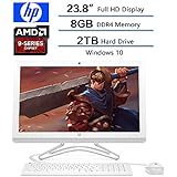 2018 HP Flagship 23.8" Full HD All-in-One Desktop, AMD A9-9400 Processor, 8GB RAM, 2TB 7200RPM HDD, DVD, WIFI, Webcam, HDMI, Bluetooth, AMD Radeon R5 , Windows 10, Snow White