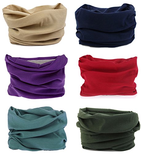 Kingree 6PCS Outdoor Headscarves for ATV/UTV riding, Seamless Bandanas Tube, High Elastic Headband with UV Resistance, Womens and Mens Headband Headwear Headwrap (6 Solid Color (Q))