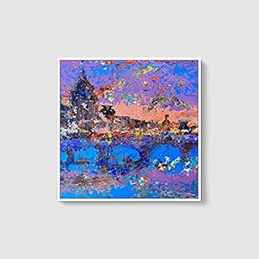 Framed Canvas Home Artwork Decoration Night Canvas Wall Art for Living Room, Bedroom - 16x16 inches