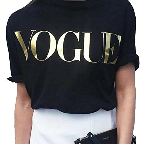 Women Summer VOGUE Printed T-shirt Casual Tops Tee Shirt