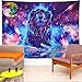 Starry Fantasy Lion Tapestry Moon Lion Wall Tapestry Psychedelic Constellation Wall Hanging Indian Hippie Colorful Leo Universe Galaxy Tapestry