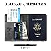 HerriaT Leather Passport Holder Cover Case RFID Blocking Travel Wallets Card Case for Women Men(Black)
